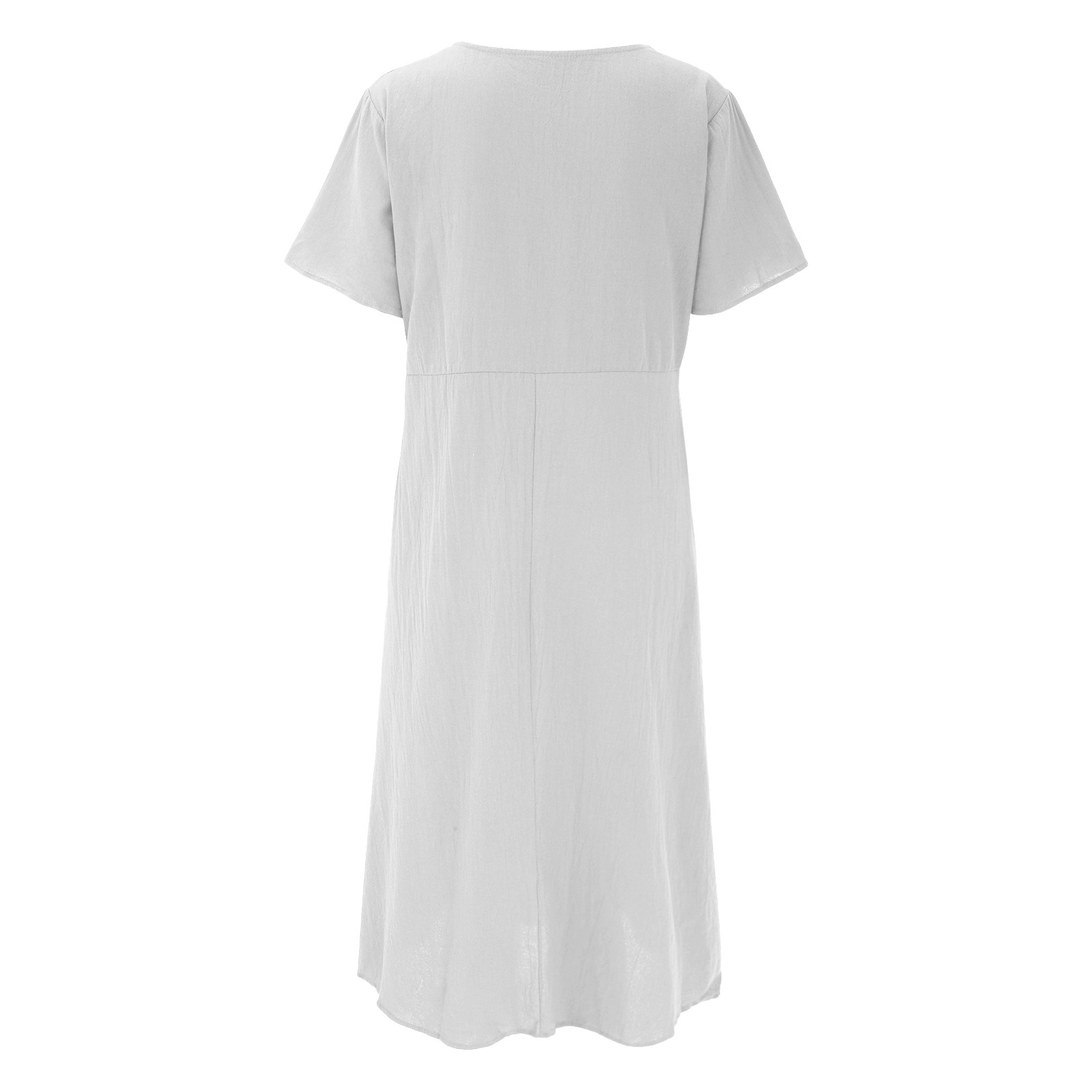 thumbnail image 4 of Vestido informal de mujer, de manga corta, cuello redondo, holgado y con bolsillos, en color liso., 4 of 5